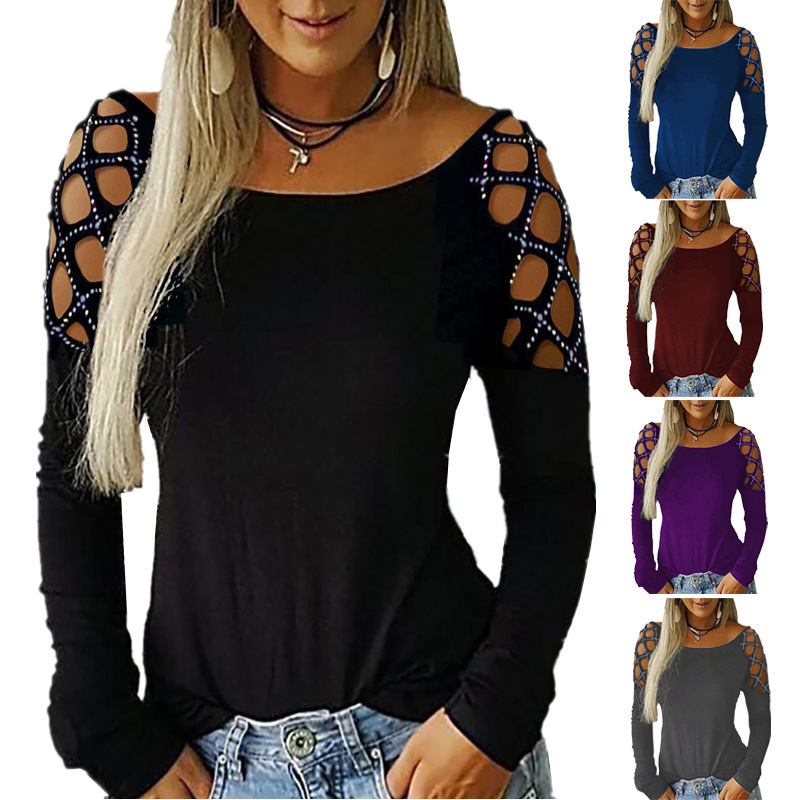 Blouse Off Shoulder - Damska bluzka z odkrytymi ramionami, długim